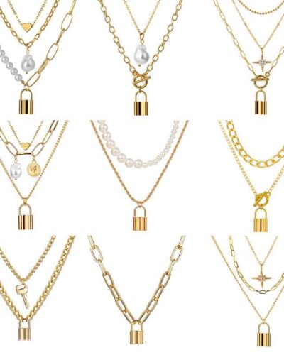 Women Fashion Necklace with Padlock Pendant