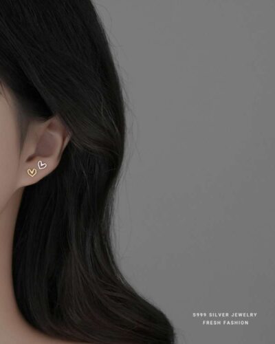 Alternativní pohled na Women Heart Earring with S999 Sterling Silver