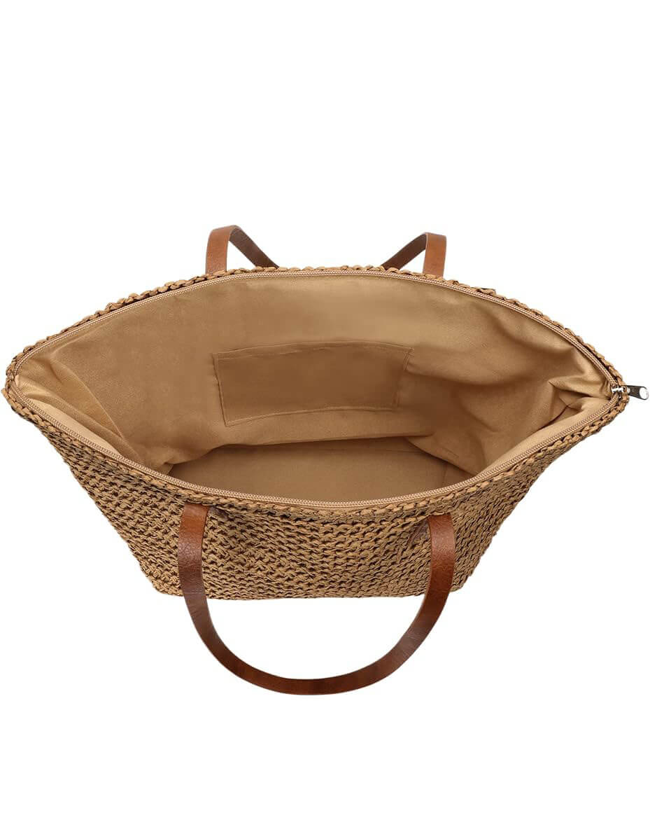 Womens Large Straw Tote Beach Bag Woven Shoulder Bag for Summer - immagine 9