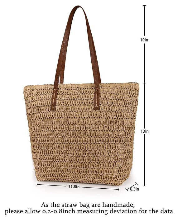 Womens Large Straw Tote Beach Bag Woven Shoulder Bag for Summer - immagine 7