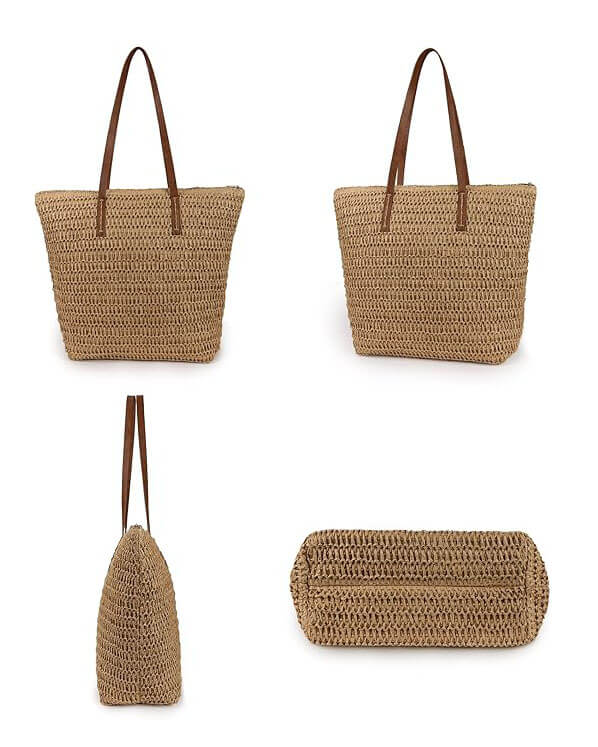 Womens Large Straw Tote Beach Bag Woven Shoulder Bag for Summer - immagine 8