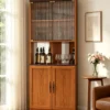 Wood Storage Cabinets with Tempered Glass Doors