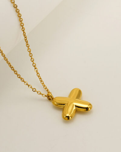 Minimalist 3D Solid A-Z Letter Gold Plated Necklace