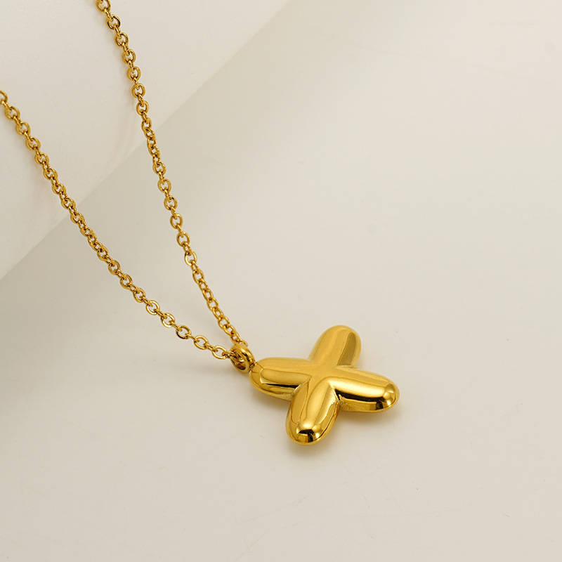 Minimalist 3D Solid A-Z Letter Gold Plated Necklace