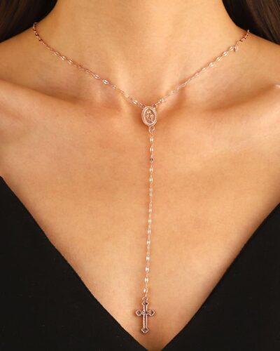 Y-Shaped Long Gold Cross Necklace Lariat Chain for Easter-9