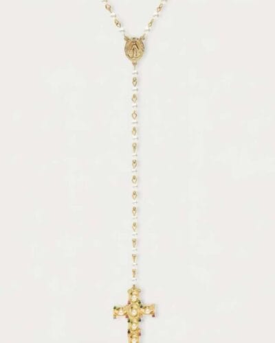 Y-Shaped Stackable Gold Vintage Pearl Cross Necklace