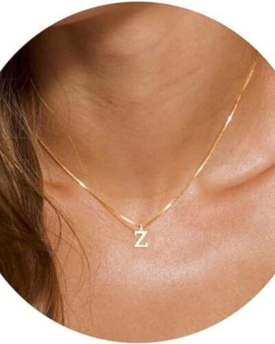 A-Z Long Gold Name Necklace Pendant Women Men