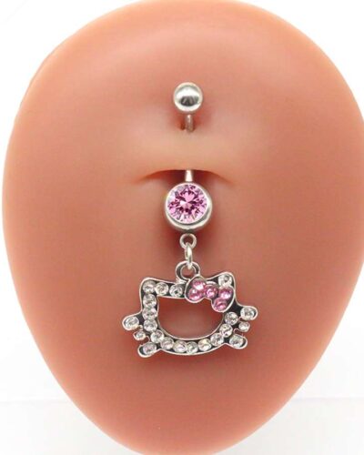 Zircon Cat Shaped Cute Belly Button Rings for Women