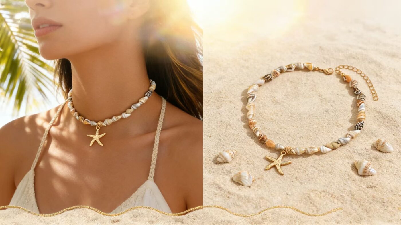 Bohemian Starfish Seashell Choker Necklace for Summer Beach