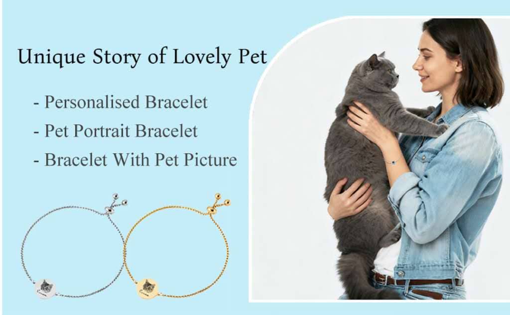 Pet Photo Adjustable Personalized Bracelets for Couples