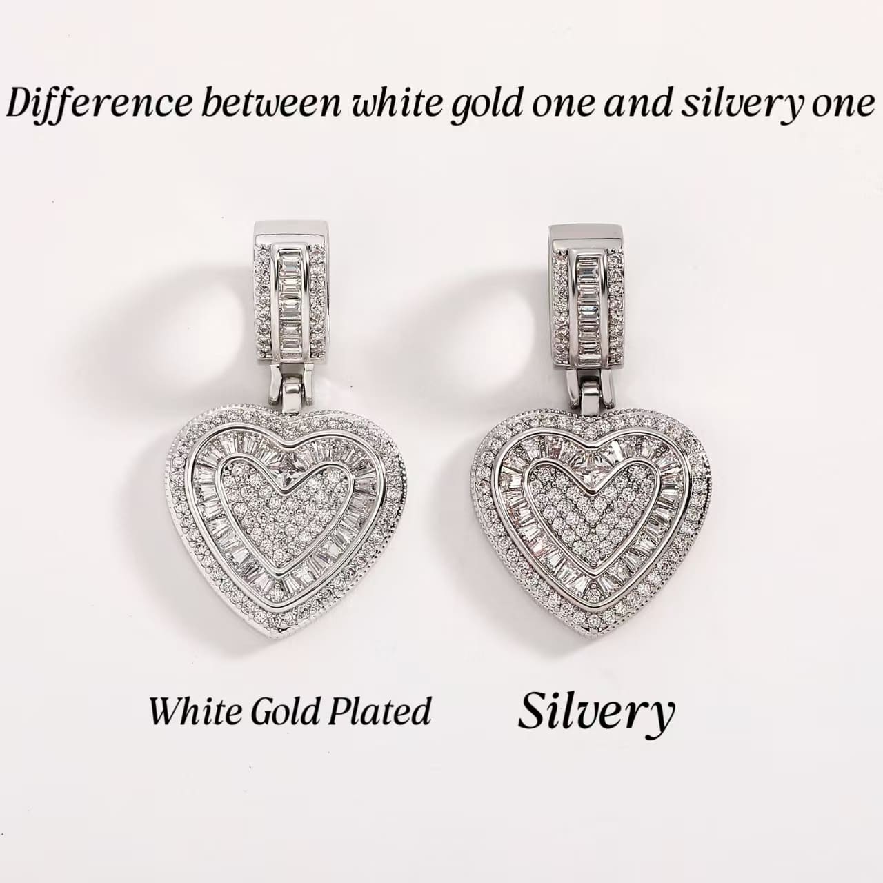 Hip-Hop CZ Pave Heart Pendant Necklace Rope Chain for Men Women