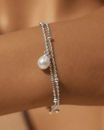 Simple Spacer Beads Freshwater Pearl Bracelet S925 Silver