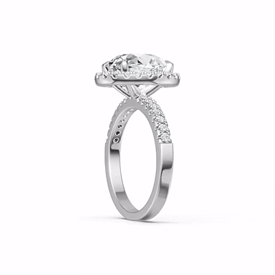 925 Sterling Silver 3 Carat Oval Moissanite Halo Engagement Rings Half ...