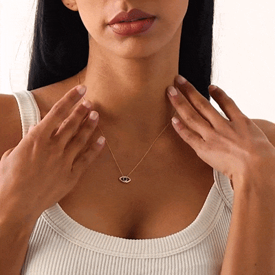 Dainty Women's Evil Eye Necklace Blue Zircon for Everyday Wear