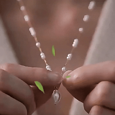 gif Elegant Baroque Pearl Pendant Necklace Long Rice Pearl Chain